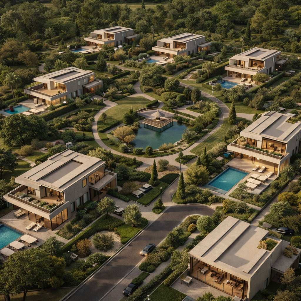 Villa masterplan rendering used as a studio mood visual